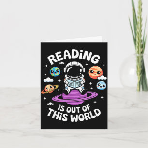 Cartão Ler é fora deste mundo livros engraçados espaciais