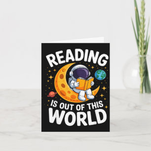Cartão Ler é fora deste mundo livros engraçados espaciais