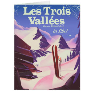 Cartão Les Trois Vallées Ski poster de viagens