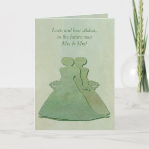 Cartão Lesbian Engagement Congratulations - Mint Rustic