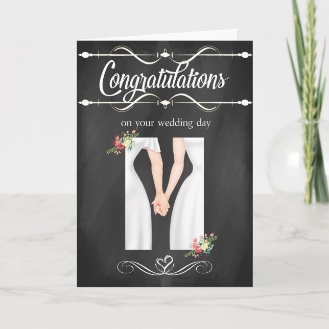 Cartão Lesbian Wedding Congratulations Card (Frente)