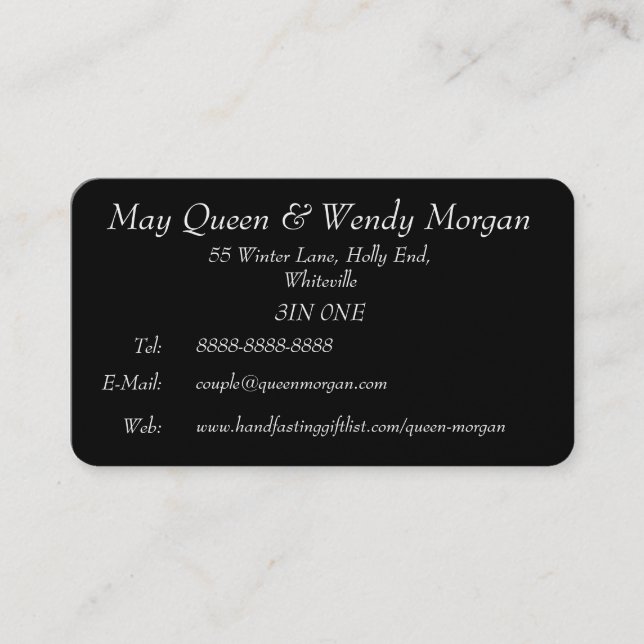 Cartão lésbica do contato de Handfasting da deusa (Frente)