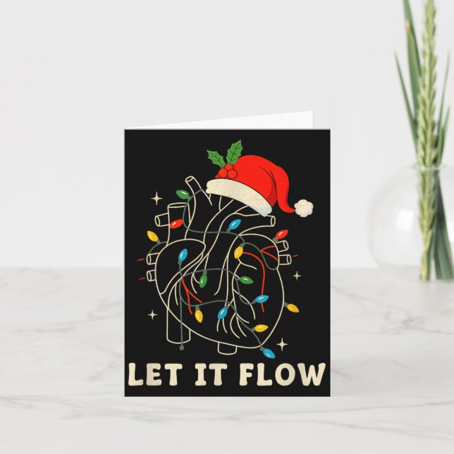 Cartão Let It Flow Funny Anatomical Heart Christmas, Medi (Frente)