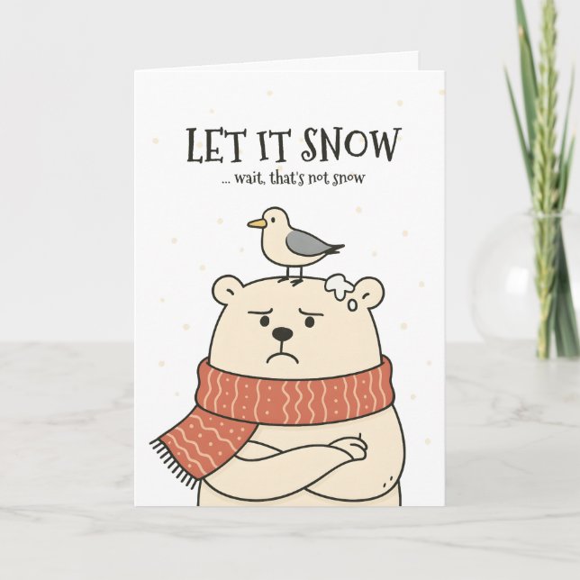Cartão Let It Snow… - Funny Polar Bear Christmas Card (Frente)