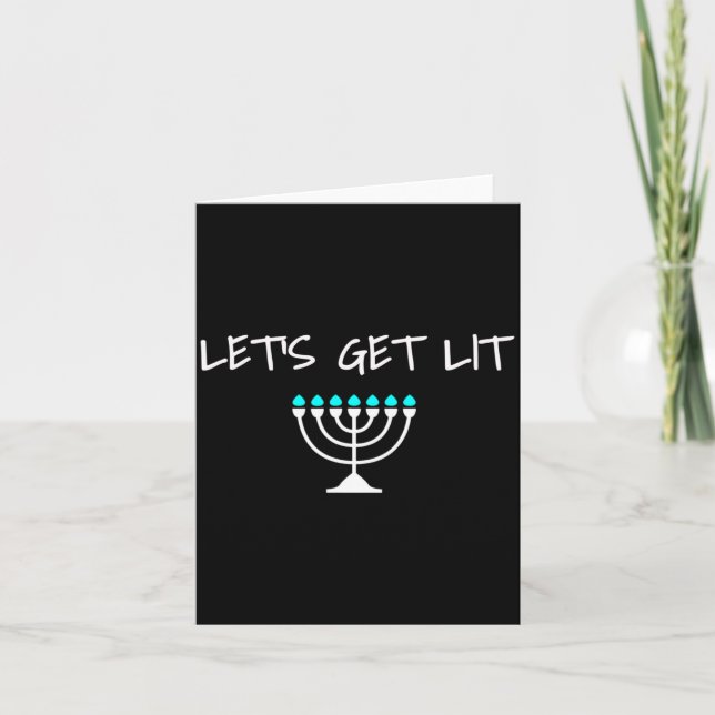 Cartão Let S Get Lit Jewish Hanukkah Menorah Chanukkah  (Frente)