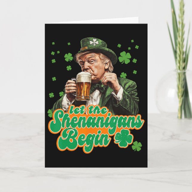 Cartão Let The Shenanigans Begin St Patrick's Day Shamroc (Frente)
