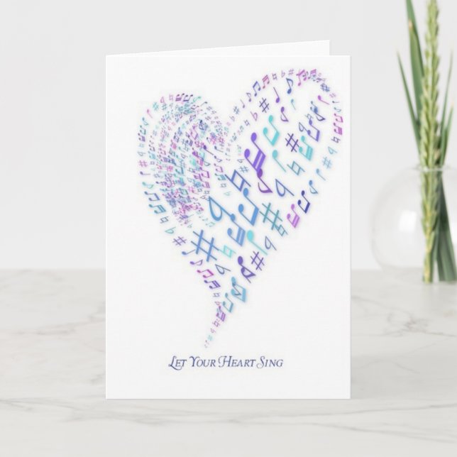 Cartão Let Your Heart Sing - Heart made of musical notes (Frente)