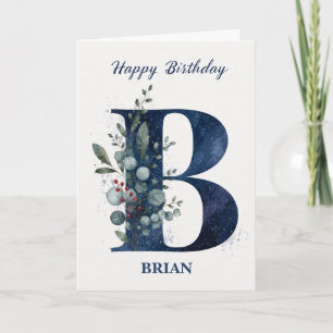 Cartão Letra B Aniversário para Ele Nome Personalizado Az