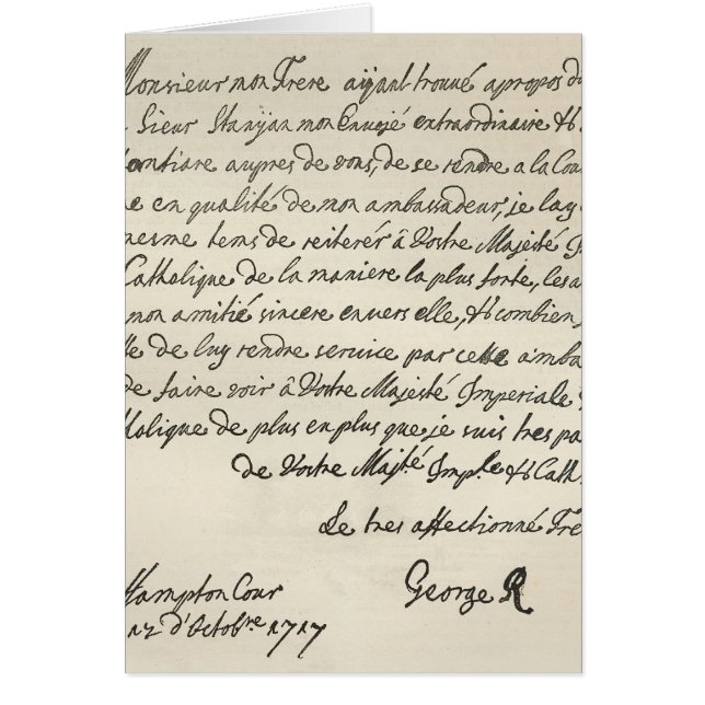 Cartão Letra de George mim a Charles VI (Frente)