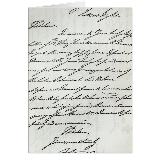 Cartão Letra de William IV à senhora Nelson (Frente)