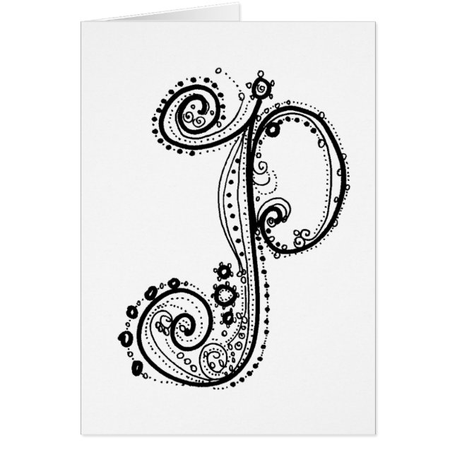 Cartão Letra extravagante P de Alphabet™ (Frente)