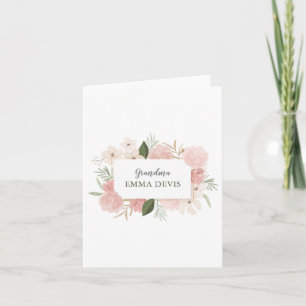 Cartão Letra floral em aquarela moderna elegante avó