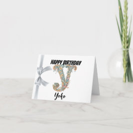 Cartão Letra monograma "Y" Parabéns