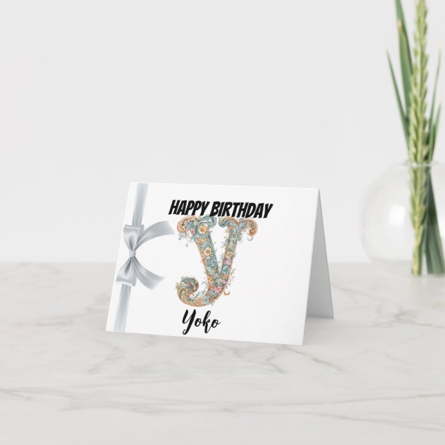 Cartão Letra monograma "Y" Parabéns (Frente)