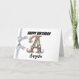 Cartão Letra monogramada "A" Feliz Aniversário