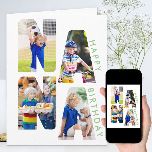 Cartão Letra NANA Fotográfica Cutout Aniversário (Criador carregado)