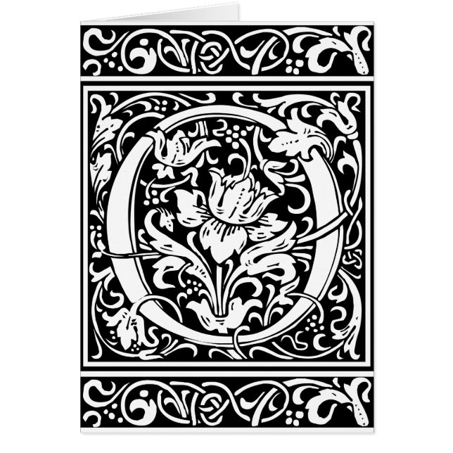 Cartão Letra O Monograma Medieval Art Nouveau (Frente)