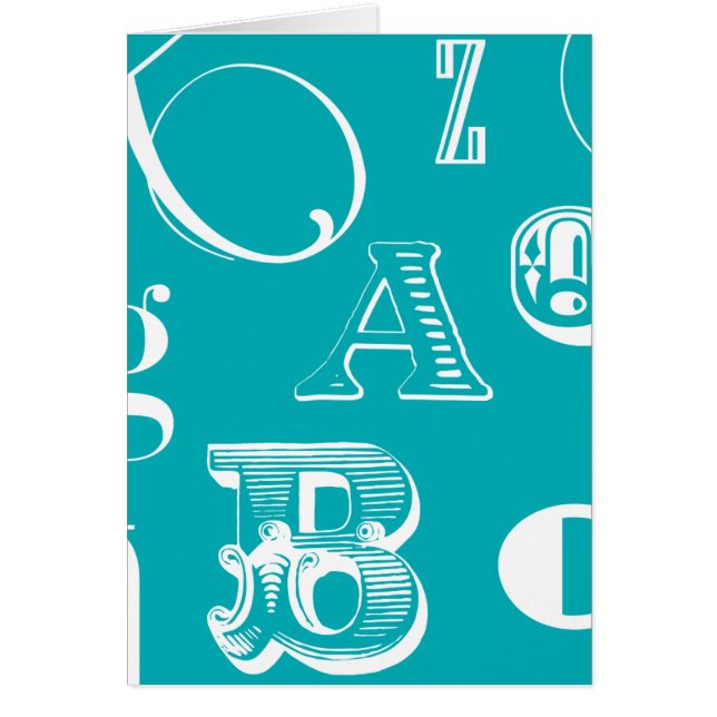 Cartão Letras Decorativas em Fundo Azul (Frente)