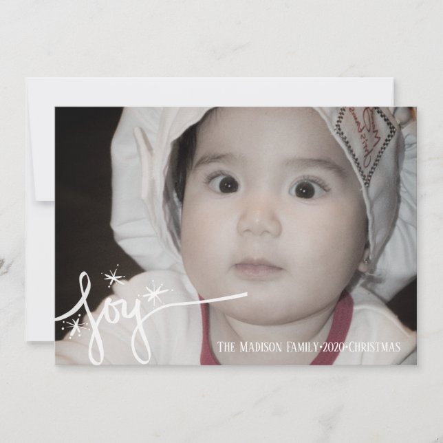 Cartão Letras Desenhadas à Mão Feliz Natal Alegria Floco  (Frente)