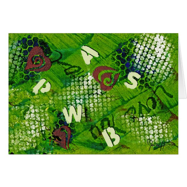 Cartão Letras e arte abstracta dos corações (Frente horizontal)