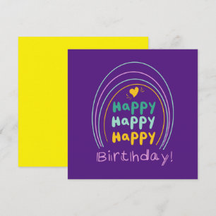 Cartão Letreiro de Feliz Aniversário Arco-Íris Brilhante