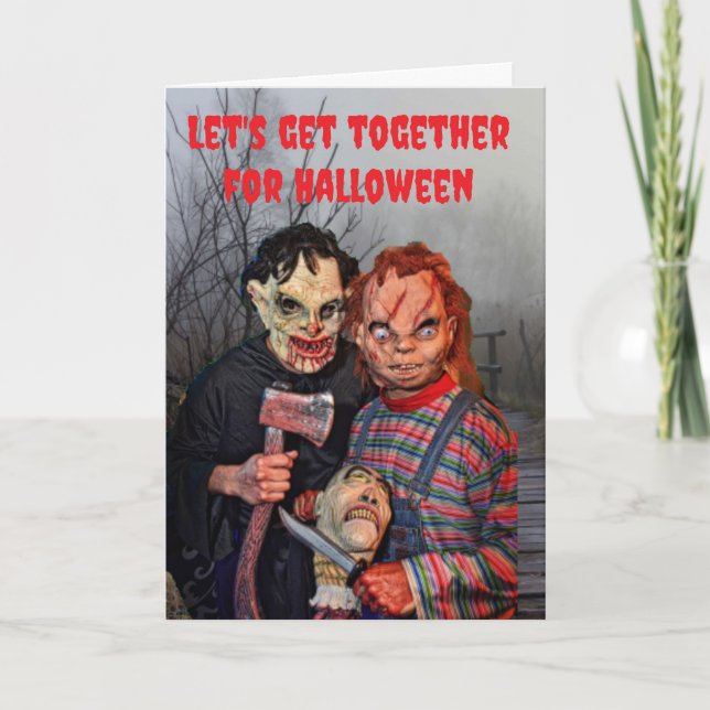Cartão Let's get together for Halloween. (Frente)