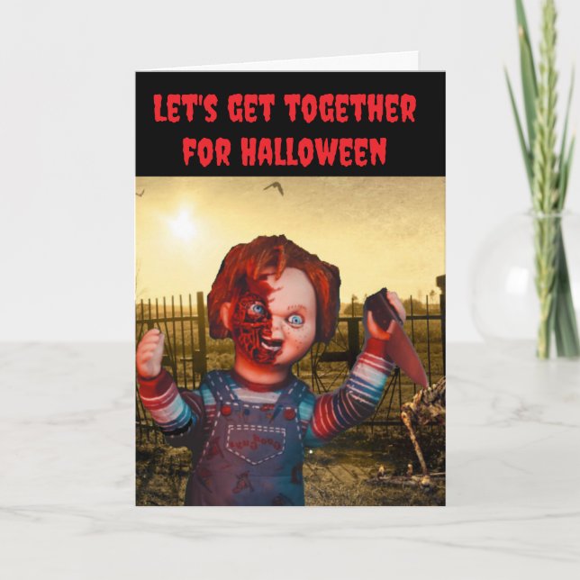 Cartão Let's get together for Halloween. (Frente)