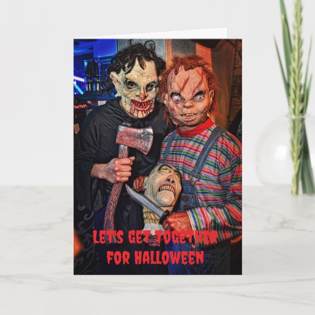 Cartão Let's get together for Halloween. (Frente)