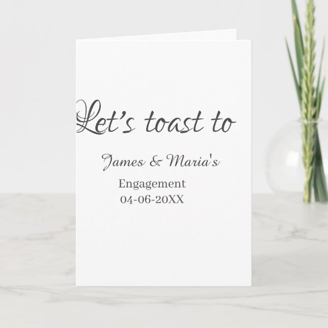 Cartão Let's toast to engagement party name date elegant  (Frente)