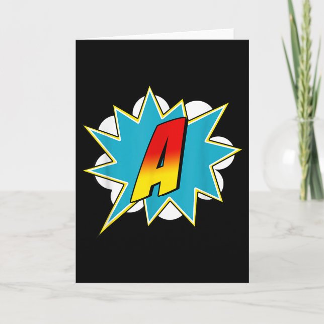 Cartão Letter A Superhero Name Comic Letter Retro Costume (Frente)