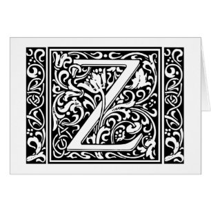 Cartão Letter Z Medieval Monogram Vintage Initial