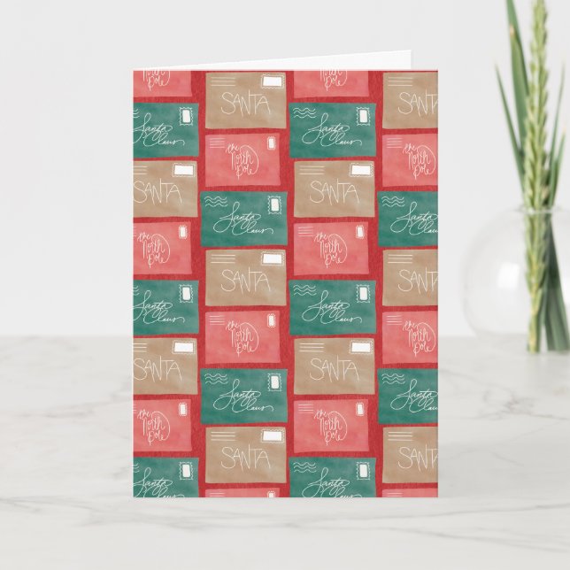 Cartão Letters to Santa Watercolor Holiday Card  (Frente)
