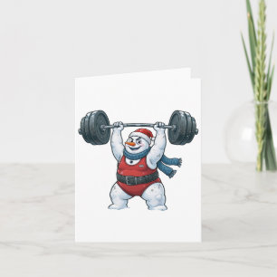 Cartão Levantador de Peso de Neve Natal 2026 Fitness de F