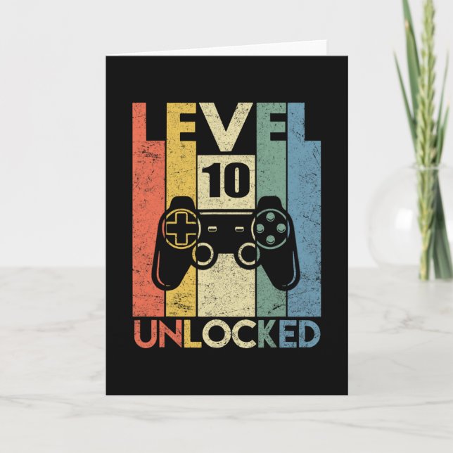 Cartão Level 10 Unlocked Funny Video Gamer 10th Birthday  (Frente)