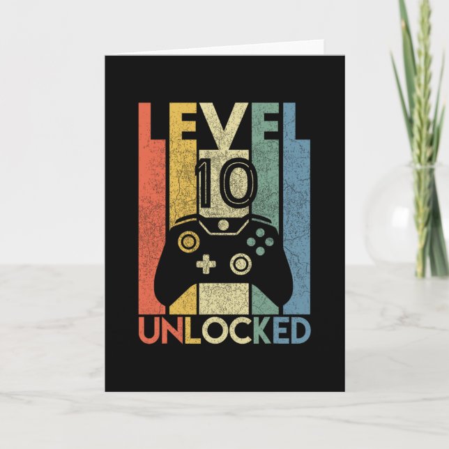 Cartão Level 10 Unlocked Shirt Funny Video Gamer 10th Bir (Frente)