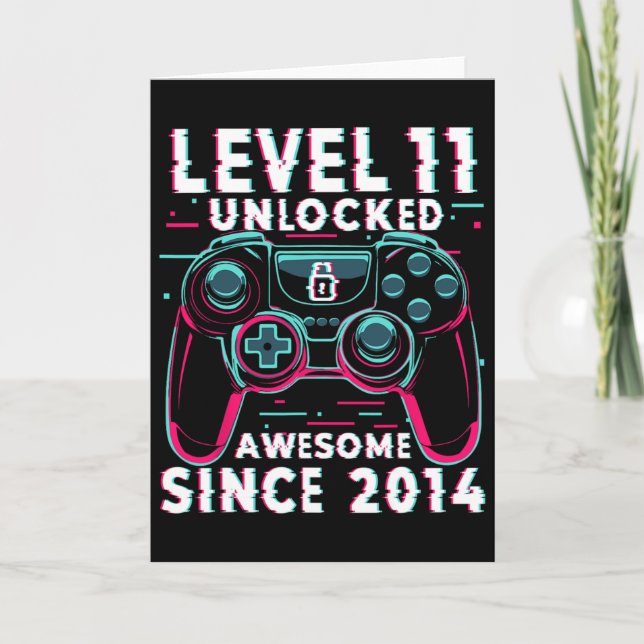 Cartão Level 11 Unlocked Video Game 11th Birthday Gamer B (Frente)