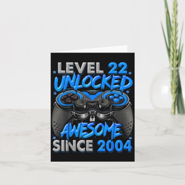 Cartão Level 22 Unlocked Awesome Since 2004 22nd Birthday (Frente)