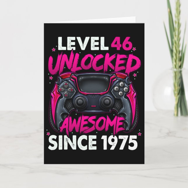 Cartão Level 46 Unlocked Awesome Since 1975 46th Birthday (Frente)