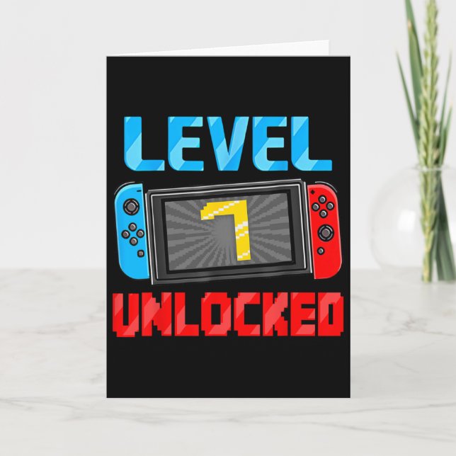 Cartão Level 7 Unlocked Gamer 7th Birthday Gift Video Gam (Frente)