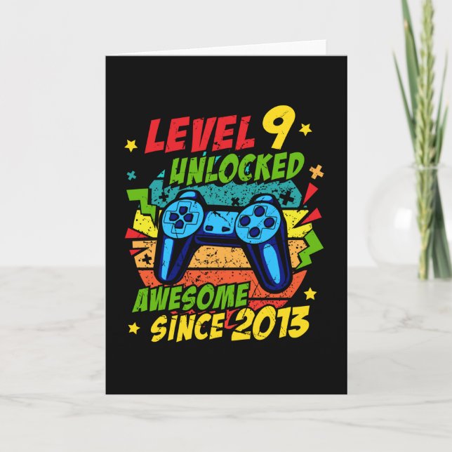 Cartão Level 9 Unlocked Awesome 2013 Game 9th Birthday (Frente)
