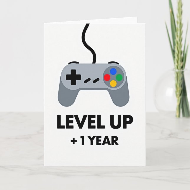 Cartão Level Up Birthday Gamer Card (Frente)
