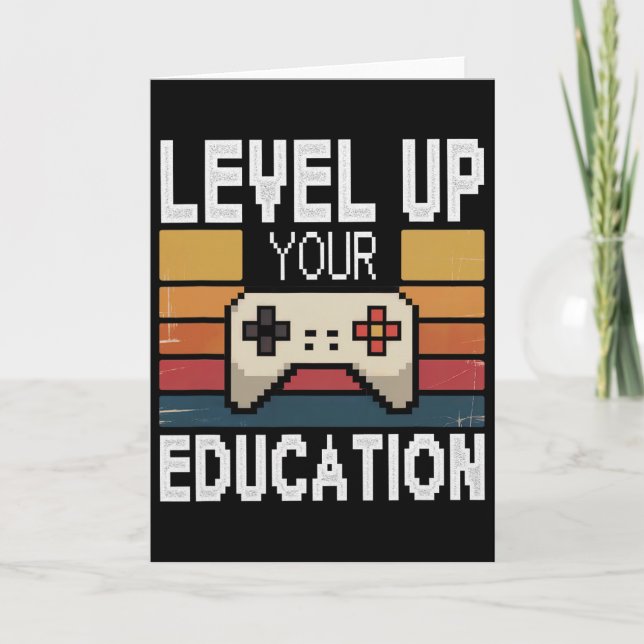 Cartão Level Up Your Education Video Gamer Unlock In Prog (Frente)