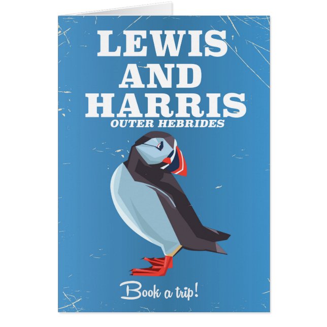 Cartão Lewis e Harris Scotland Puffin poster de viagens (Frente)