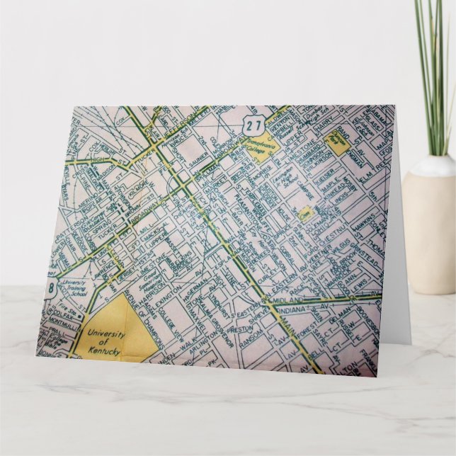 Cartão Lexington, KY Vintage Map (Frente)