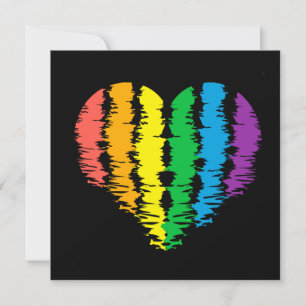 Cartão LGBT+orgulho. Arco-íris do coração.