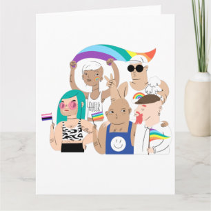 Cartão LGBT+Orgulho. GAY amor. Bandeira do arco-íris.