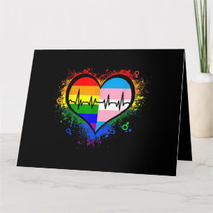 Cartão LGBT Pulsação EKG Camisa Gay Lésbica Transgênero L