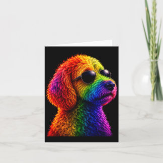 Cartão Lgbt rainbow goldendoodle with sunglasses gay