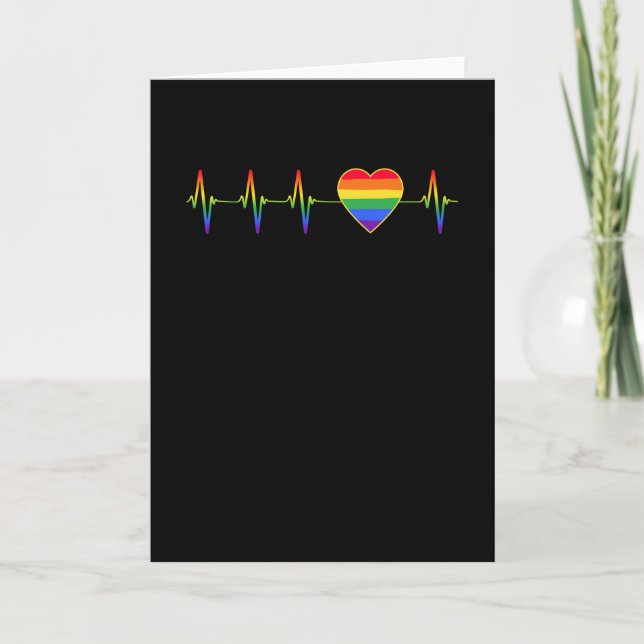 Cartão LGBT Rainbow Heartbeat EKG (Frente)