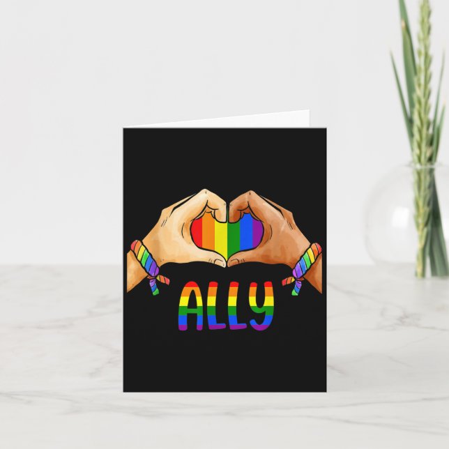 Cartão Lgbtq Ally T Shirt Para Orgulho gay Masculinas Cri (Frente)